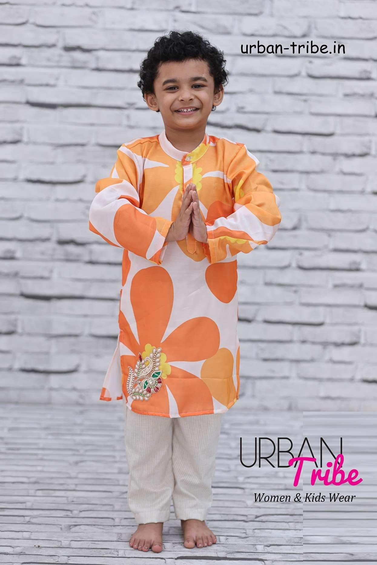 urban-tribe, bright floral kurta , Traditional orange kurta, nine2five, Franchise, Franchise of clothing brand