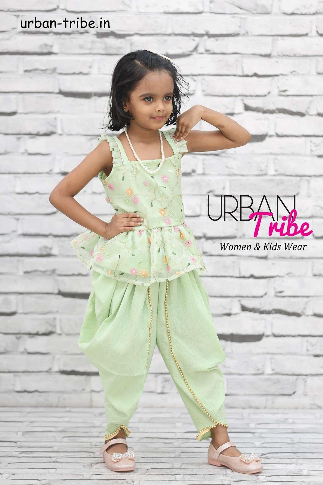 urban-tribe, Child modeling a green ethnic dress with beadwork, nin2five, Franchise, Franchise of clothing brand